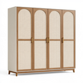 Kleiderschrank 200 x 60 x 200 cm Holz Natur Beige mit 4 Türen im Retro-Stil