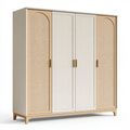 Kleiderschrank 160 x 55 x 200 cm Holzwerkstoff Beige mit Rattangeflecht Naturstil