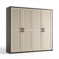 Kleiderschrank 200 x 60 x 200 cm Holzwerkstoff Beige Anthrazit mit Lamellentüren