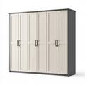 Kleiderschrank 240 x 60 x 200 cm Holzwerkstoff Creme Dunkelgrau mit 6 Lamellentüren