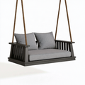 Hängesofa 140 x 65 x 55 cm aus Holz Schwarz mit grauer Polsterung für Terrasse