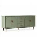 Sideboard 180 x 40 x 85 cm Holzwerkstoff Salbeigrün mit Schubladen im Mid-Century-Stil