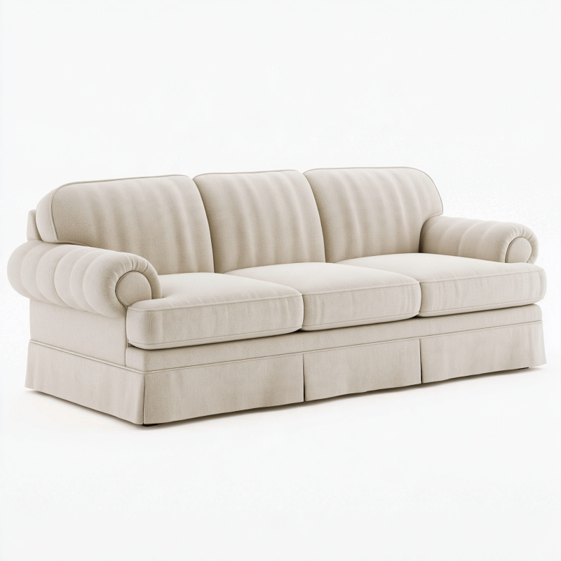 3-Sitzer Sofa 230 x 95 x 90 cm Creme Textilbezug klassischer Landhausstil