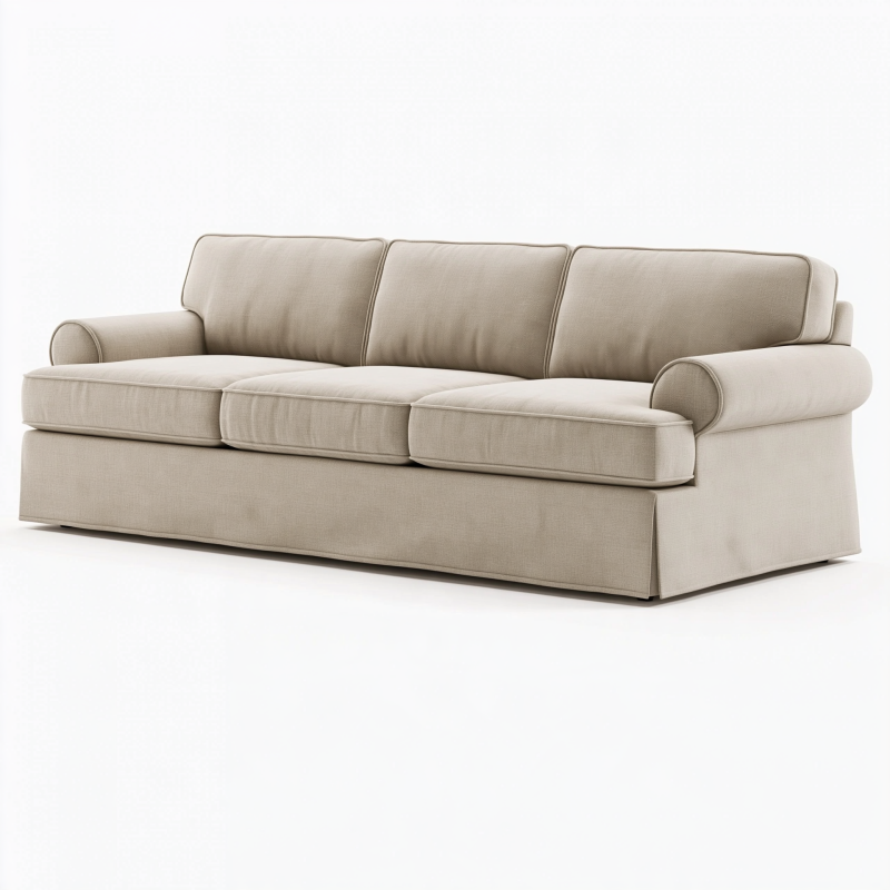 3-Sitzer Sofa 220 x 95 x 88 cm Beige Stoff mit gepolsterten Armlehnen