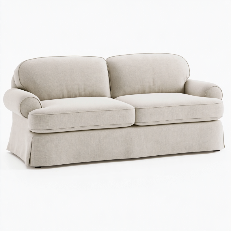2-Sitzer Sofa 180 x 90 x 85 cm Beige mit Textilbezug im Landhausstil