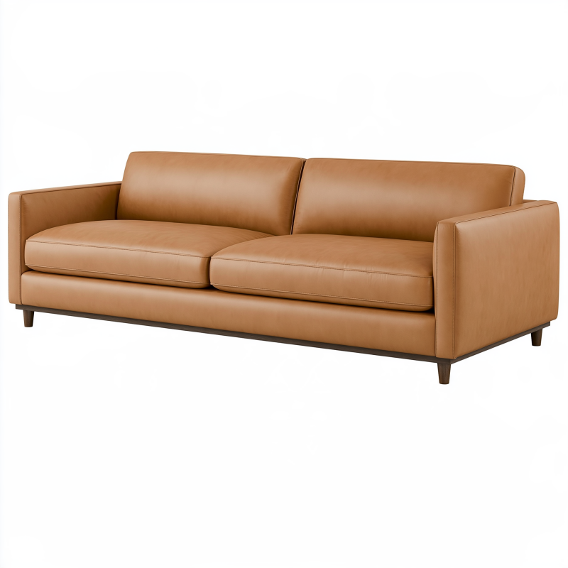 3-Sitzer Sofa 220 cm Cognac Kunstleder Modern