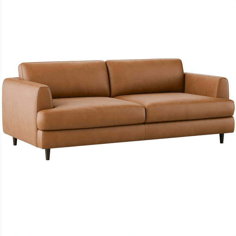 2-Sitzer Sofa 180 x 90 x 85 cm Kunstleder Cognac modernes Wohnzimmer Sofa