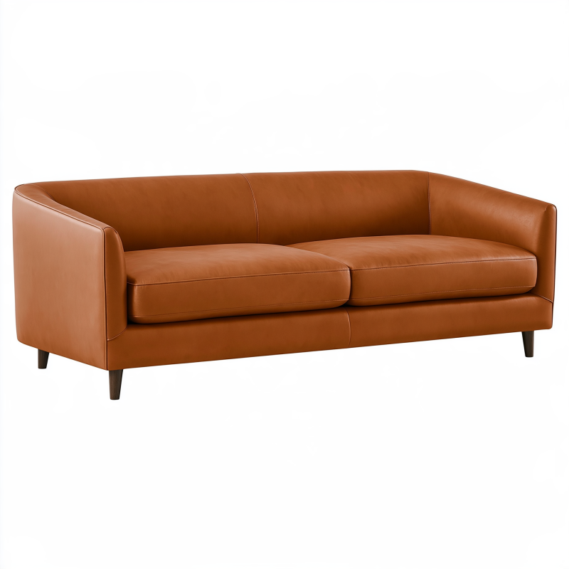 3-Sitzer Sofa 200 cm Kunstleder Cognac modernes Wohnzimmer