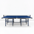 Tischtennisplatte 274 x 153 x 76 cm Stahl Blau klappbar mit Rollen