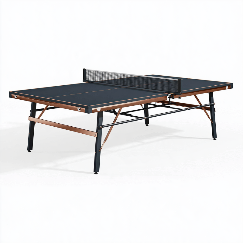 Tischtennisplatte 274 x 152.5 x 76 cm Schwarz Braun mit Stahlgestell klappbar für Innenbereich