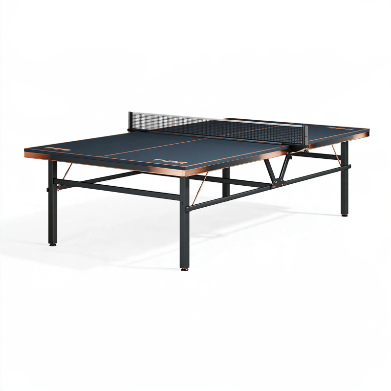 Tischtennisplatte 274 x 152.5 x 76 cm Stahl MDF Schwarz Kupferfarben mit Netz für Indoor Spiele