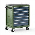 Werkstattwagen 77 x 46 x 97 cm aus Stahl Grün Blau mit 6 Schubladen mobil